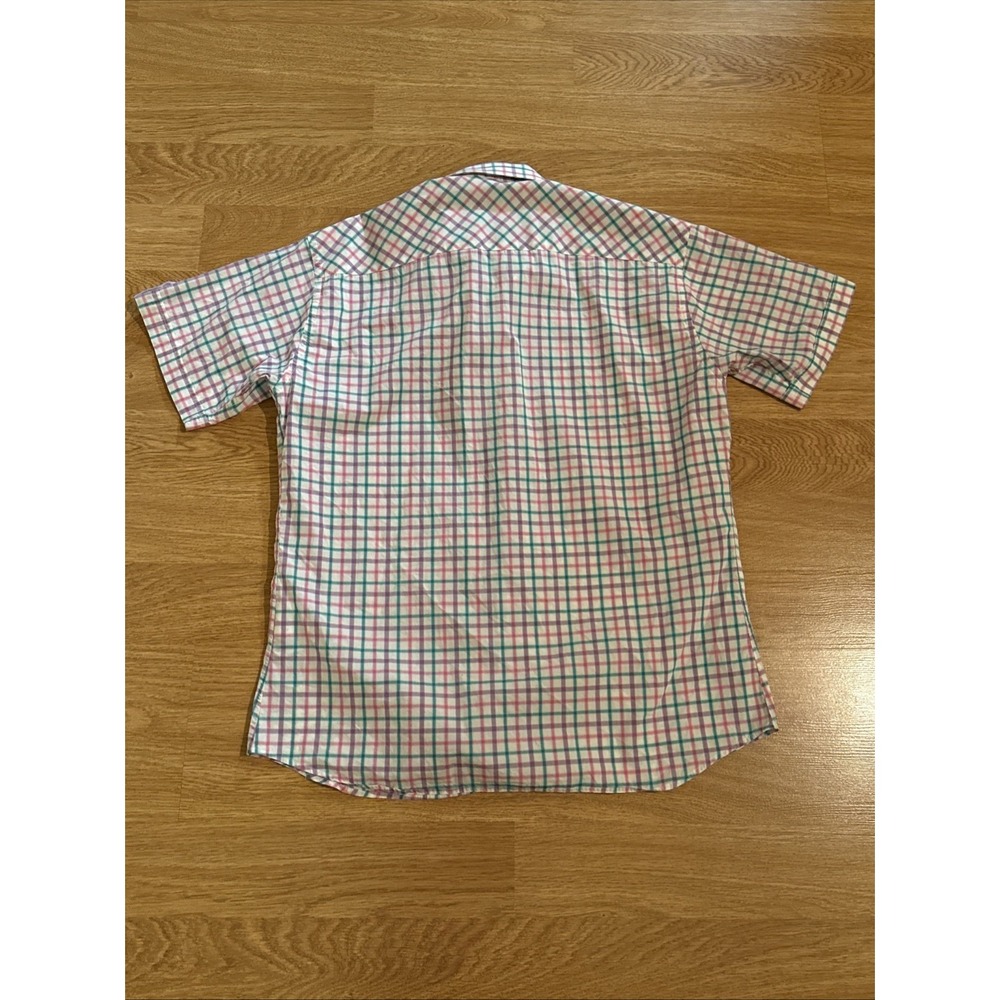 Jared Lang Tessuta Italiano Shirt Men's XL Multicolor Plaid Short Sleeve Preppy - Picture 5 of 8
